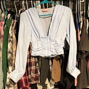 Light Blue Women's Ruched Top